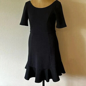 HD in Paris sz 2 little black dress, cap sleeves, back zip with ruffle bottom